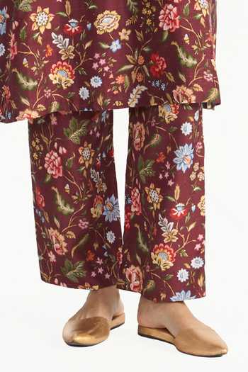 Buy Payal Pratap Multi Color Dupion, Silk Mandarin Collar, Madhavi Floral Print Tunic And Pant Set Online at Aza Fashions Buy_Payal Pratap_Multi Color Dupion, Silk Mandarin Collar, Madhavi Floral Print Tunic And Pant Set _Online_at_Aza_Fashions
