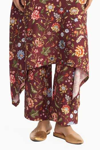 Buy Payal Pratap Multi Color Silk, Dupion Round Neck, Yes Kusumita Floral Print Tunic And Pant Set Online at Aza Fashions Buy_Payal Pratap_Multi Color Silk, Dupion Round Neck, Yes Kusumita Floral Print Tunic And Pant Set _Online_at_Aza_Fashions