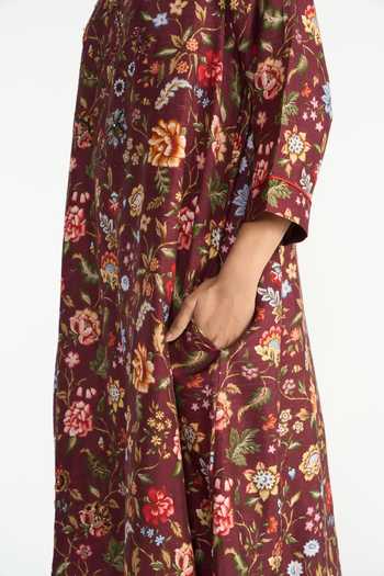 Shop Payal Pratap Multi Color Silk, Dupion Round Neck, Yes Kusumita Floral Print Tunic And Pant Set Online at Aza Fashions Shop_Payal Pratap_Multi Color Silk, Dupion Round Neck, Yes Kusumita Floral Print Tunic And Pant Set _Online_at_Aza_Fashions