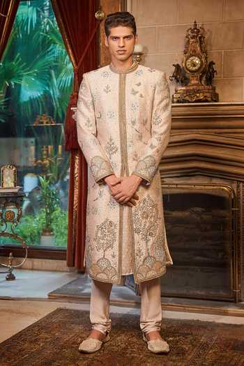 Matsya The Aurum Ecru Tree Of Life Sherwani Set 