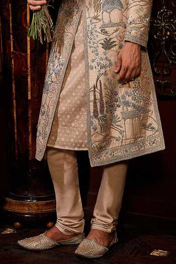 Matsya Off White Silk The Palace Provence Ekru Sherwani Set Online at Aza Fashions Matsya_Off White Silk The Palace Provence Ekru Sherwani Set _Online_at_Aza_Fashions