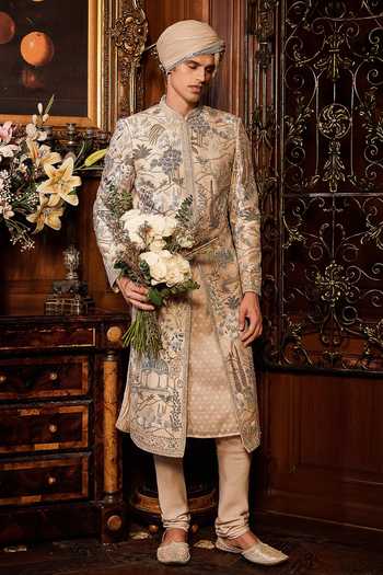 Matsya The Palace Of Provence Ekru Sherwani Set 