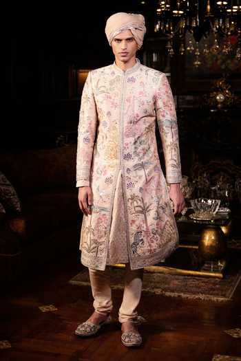 Matsya Vintage Peach Masai Sherwani Set 