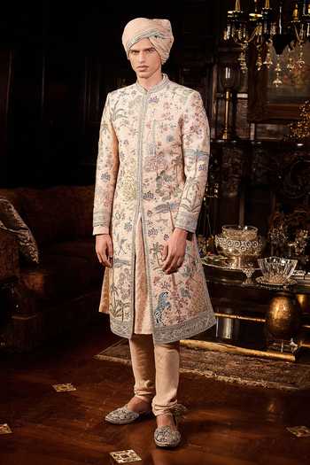 Matsya Vintage Peach Masai Sherwani Set 