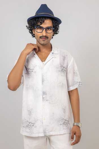 Raw & Rustic By Niti Bothra Eco-Print Cuban Collar Shirt 