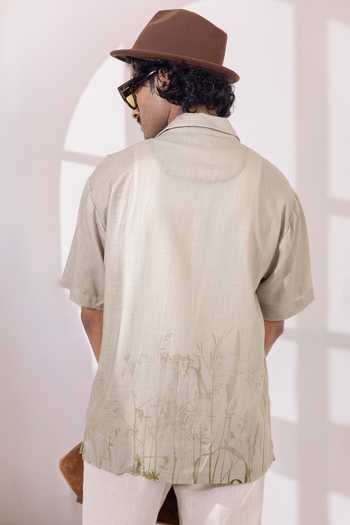 Raw & Rustic By Niti Bothra Nature Eco-print Cuban Collar Shirt 