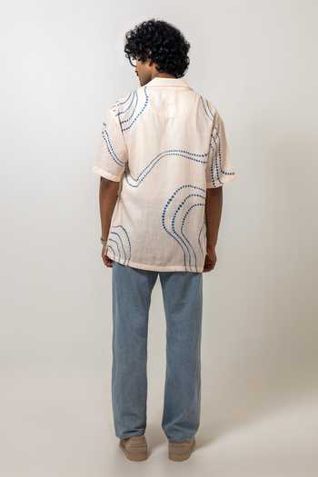 Buy Raw & Rustic By Niti Bothra Ivory Linen, Tencel Abstract Bandhani Pattern Cuban Collar Shirt Online at Aza Fashions Buy_Raw & Rustic By Niti Bothra_Ivory Linen, Tencel Abstract Bandhani Pattern Cuban Collar Shirt _Online_at_Aza_Fashions