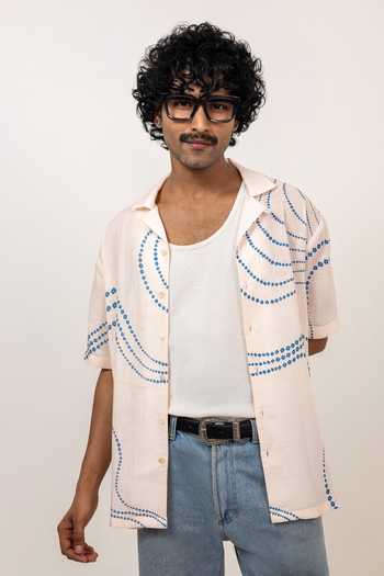 Raw & Rustic By Niti Bothra Abstract Bandhani Pattern Cuban Collar Shirt 