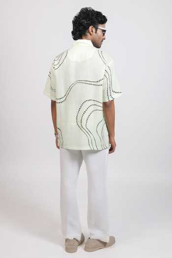 Raw & Rustic By Niti Bothra Abstract Bandhani Cuban Collar Shirt 