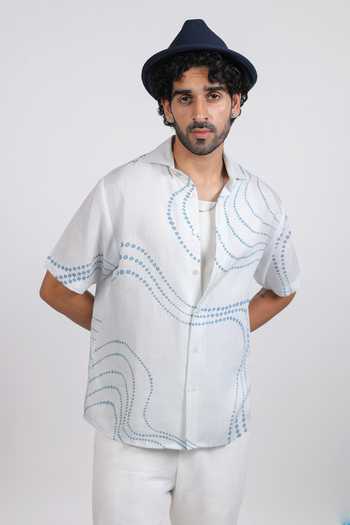 Raw & Rustic By Niti Bothra Abstract Bandhani Pattern Cuban Collar Shirt 