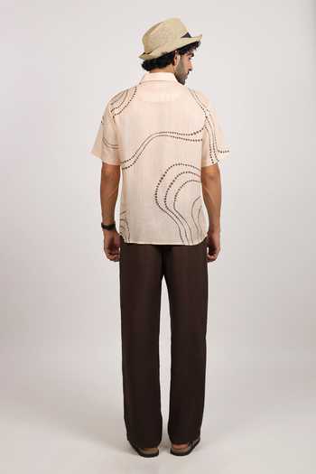 Raw & Rustic By Niti Bothra Abstract Bandhani Pattern Cuban Collar Shirt 