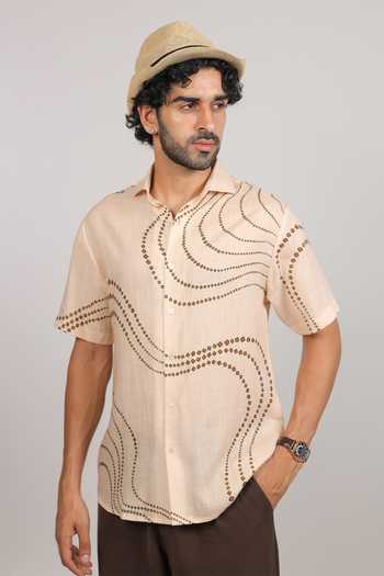 Raw & Rustic By Niti Bothra Abstract Bandhani Pattern Cuban Collar Shirt 