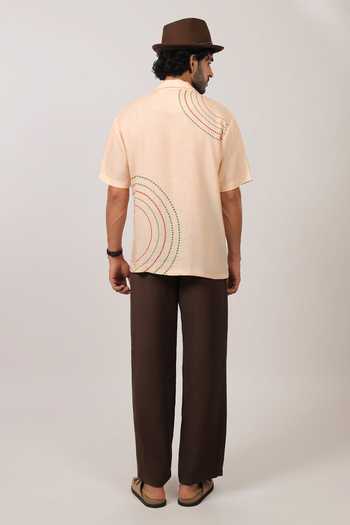 Raw & Rustic By Niti Bothra Bandhani Pattern Cuban Collar Shirt 