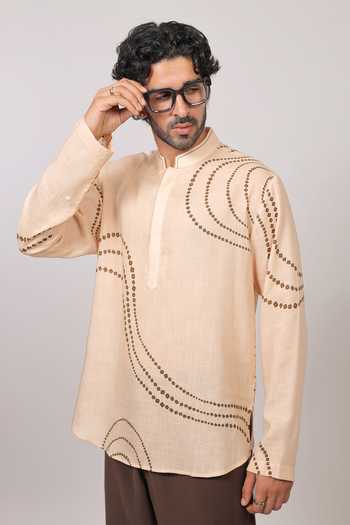 Raw & Rustic By Niti Bothra Abstract Bandhani Pattern Shirt Kurta 