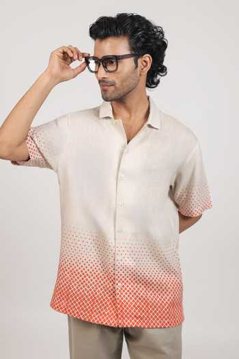Raw & Rustic By Niti Bothra Ombre Bandhani Cuban Collar Shirt 