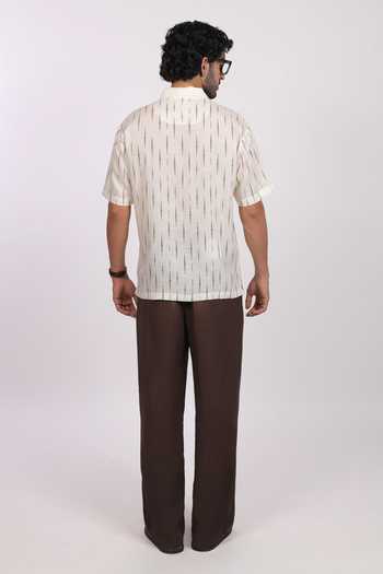 Raw & Rustic By Niti Bothra Ikat Pattern Cuban Collar Shirt 
