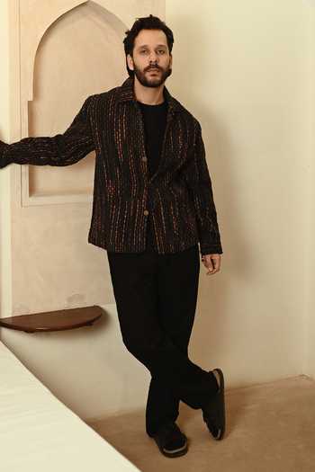 The Terra Tribe Brown Cotton Upcycled Handwoven Berlin Jacket Online at Aza Fashions The Terra Tribe_Brown Cotton Upcycled Handwoven Berlin Jacket _Online_at_Aza_Fashions