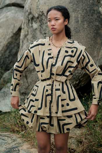 The Terra Tribe Chobe Short Tribal Print Balloon Skirt 