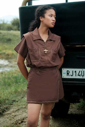 Buy The Terra Tribe Brown Cotton Rover Crushed Divider Shorts Online at Aza Fashions Buy_The Terra Tribe_Brown Cotton Rover Crushed Divider Shorts _Online_at_Aza_Fashions