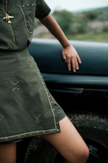Buy The Terra Tribe Green Cotton Rover Crushed Divider Shorts Online at Aza Fashions Buy_The Terra Tribe_Green Cotton Rover Crushed Divider Shorts _Online_at_Aza_Fashions