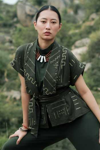 The Terra Tribe Berlin Shawl Collar Mud Print Jacket 
