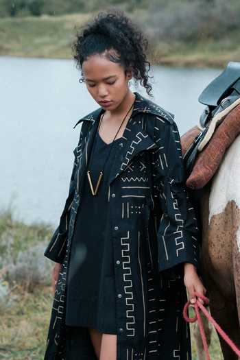 The Terra Tribe Kobe Mud Print Long Trench Jacket 