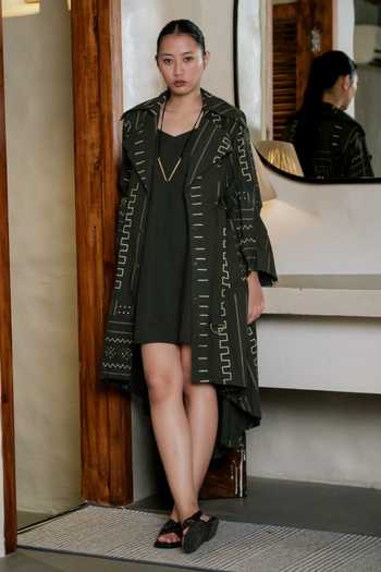 The Terra Tribe Kobe Mud Print Long Trench Jacket 