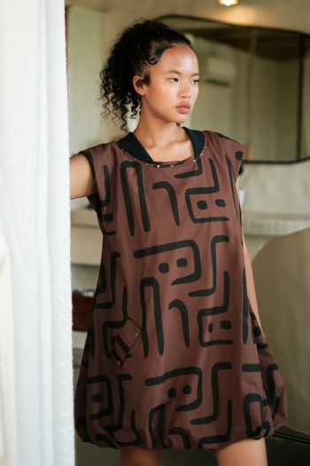The Terra Tribe Nara Printed Gathered Dress 