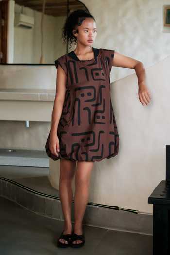 The Terra Tribe Nara Printed Gathered Dress 
