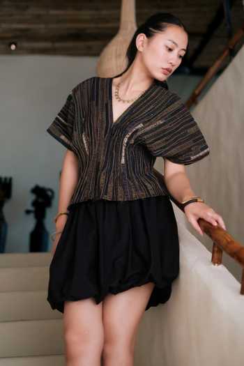 The Terra Tribe Meknes Thick Stripe Paiwand Kimono Top 