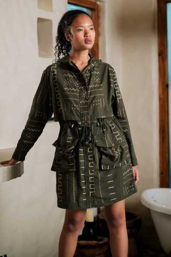 The Terra Tribe Bodrum Mud Print Utility Jacket Dress 