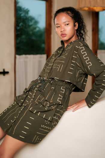 The Terra Tribe Bodrum Mud Print Utility Jacket Dress 