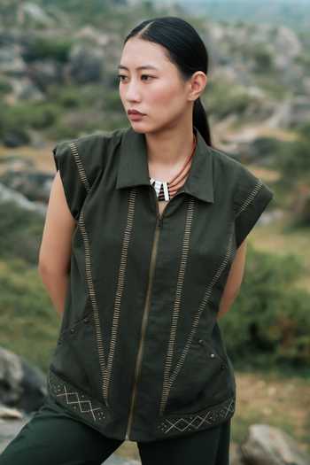 The Terra Tribe Antalya Tribal Embroidered Shirt Jacket 