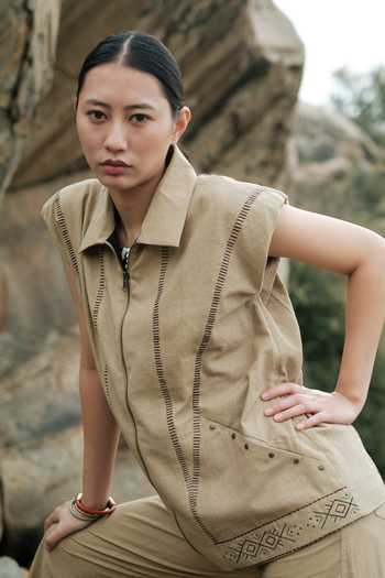 The Terra Tribe Antalya Tribal Embroidered Shirt Jacket 