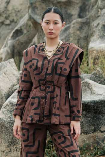 The Terra Tribe Izu Tribal Print Peplum Top 