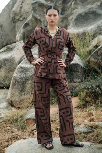 The Terra Tribe Izu Tribal Print Peplum Top 
