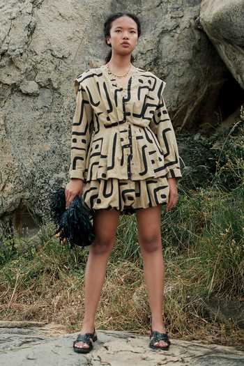 The Terra Tribe Izu Tribal Print Peplum Top 