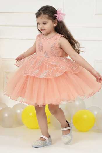 Little Bansi Petal Sequin Work Frock Dress
