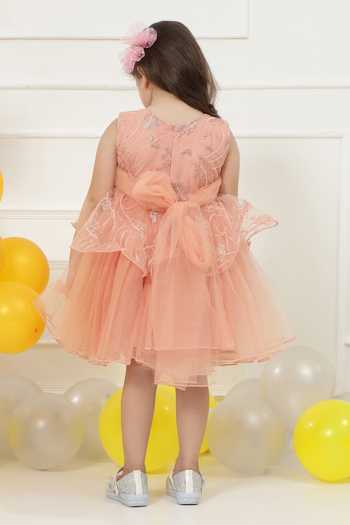 Little Bansi Petal Sequin Work Frock Dress
