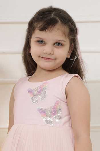 Little Bansi Pink Net Beads And Sequinned Butterfly Frock Dress at Aza Fashions Little Bansi_Pink Net Beads And Sequinned Butterfly Frock Dress _at_Aza_Fashions