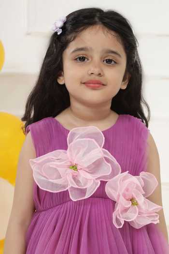 Shop_Little Bansi_Purple Net Pleated Work Frock Dress _Online_at_Aza_Fashions