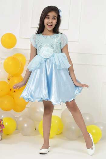Little Bansi Sequin Embroidered Satin Frock Dress 