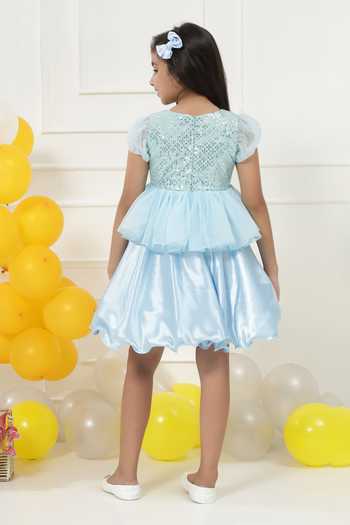 Little Bansi Sequin Embroidered Satin Frock Dress 