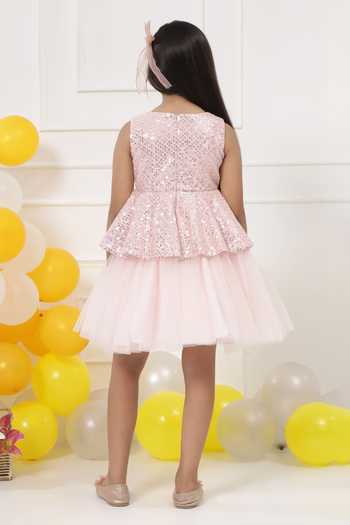 Little Bansi Sequin Embroidered Layered Frock Dress 