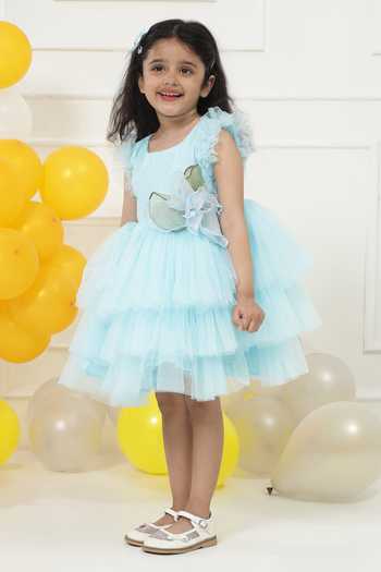 Little Bansi_Blue Net Multi Layered Frock Dress _Online_at_Aza_Fashions