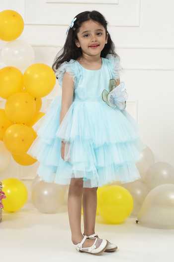 Buy_Little Bansi_Blue Net Multi Layered Frock Dress _Online_at_Aza_Fashions
