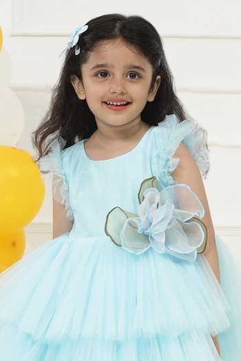 Shop_Little Bansi_Blue Net Multi Layered Frock Dress _Online_at_Aza_Fashions