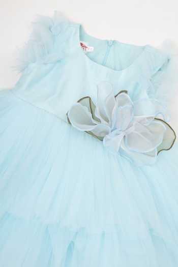 Buy_Little Bansi_Blue Net Multi Layered Frock Dress 