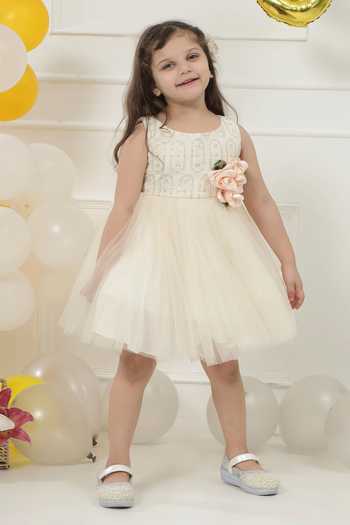 Little Bansi_Cream Net Floral Embroidered Frock Dress _Online_at_Aza_Fashions