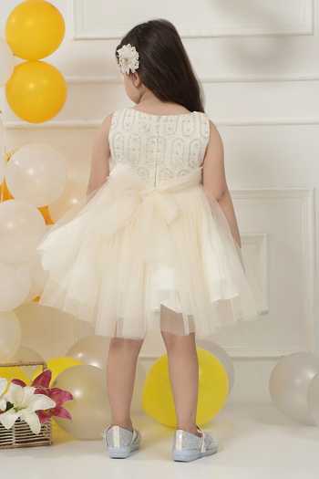 Little Bansi Floral Embroidered Frock Dress 